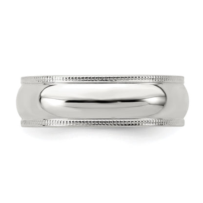 Sterling Silver 6mm Half Round Milgrain Size 5 Band