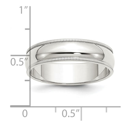 Sterling Silver 6mm Half Round Milgrain Size 5.5 Band