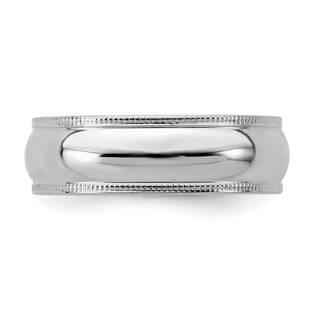 Sterling Silver Rhodium-plated 6mm Half Round Milgrain Size 8.5 Band