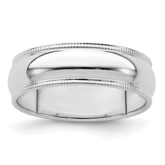 Sterling Silver 6mm Half Round Milgrain Size 5.5 Band