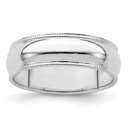 Sterling Silver 6mm Half Round Milgrain Size 9.5 Band