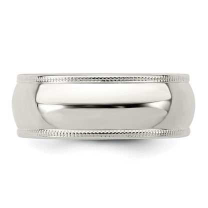Sterling Silver 7mm Half Round Milgrain Size 5.5 Band