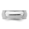 Sterling Silver Rhodium-plated 7mm Half Round Milgrain Size 11 Band
