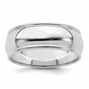 Sterling Silver Rhodium-plated 7mm Half Round Milgrain Size 4 Band