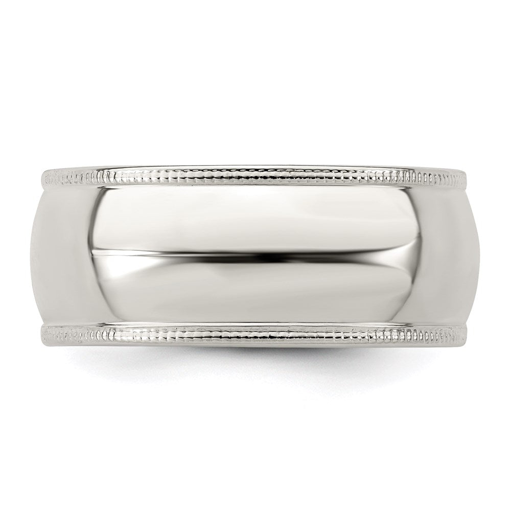 Sterling Silver 8mm Half Round Milgrain Size 8 Band
