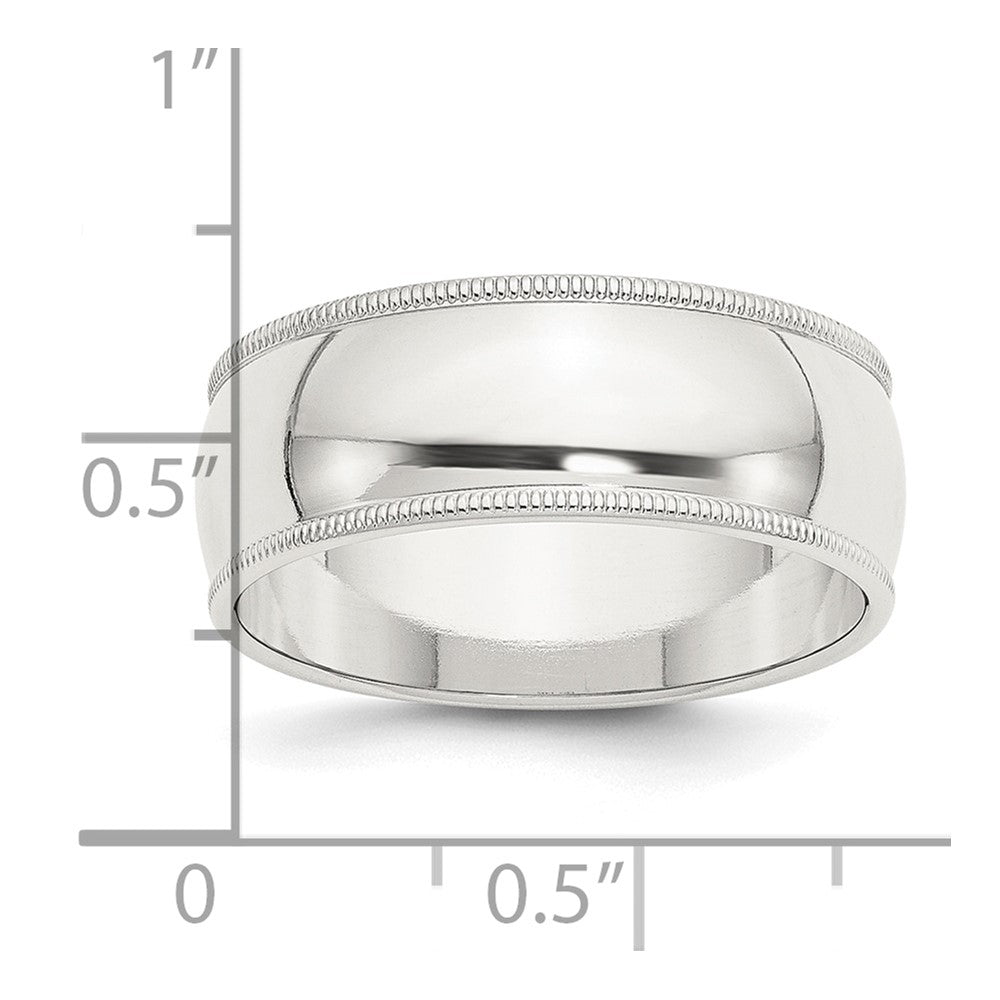 Sterling Silver 8mm Half Round Milgrain Size 10.5 Band