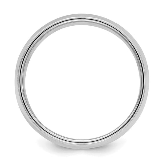 Sterling Silver Rhodium-plated 8mm Half Round Milgrain Size 8 Band