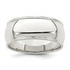 Sterling Silver 8mm Half Round Milgrain Size 7 Band