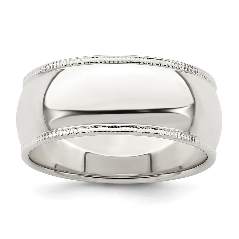 Sterling Silver 8mm Half Round Milgrain Size 12.5 Band