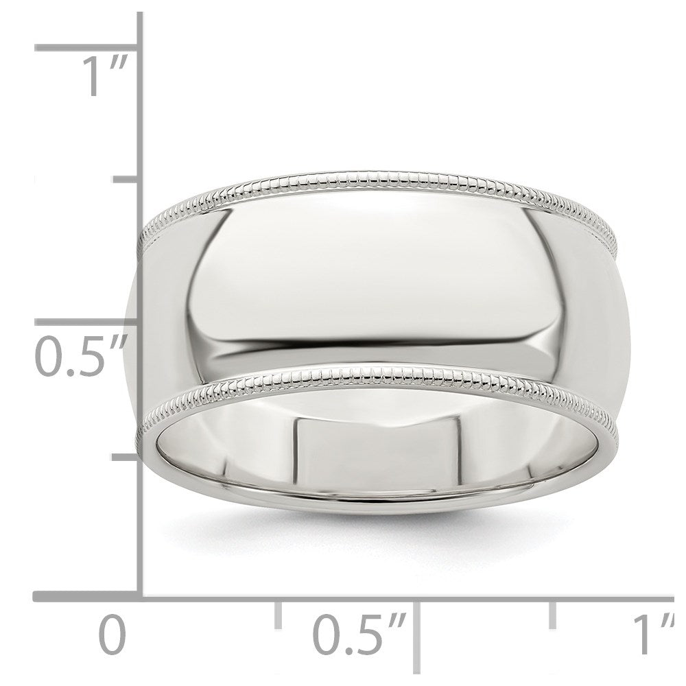 Sterling Silver 9mm Half Round Milgrain Size 10.5 Band
