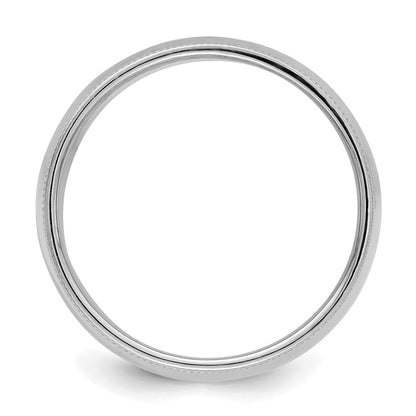 Sterling Silver Rhodium-plated 9mm Half Round Milgrain Size 6 Band