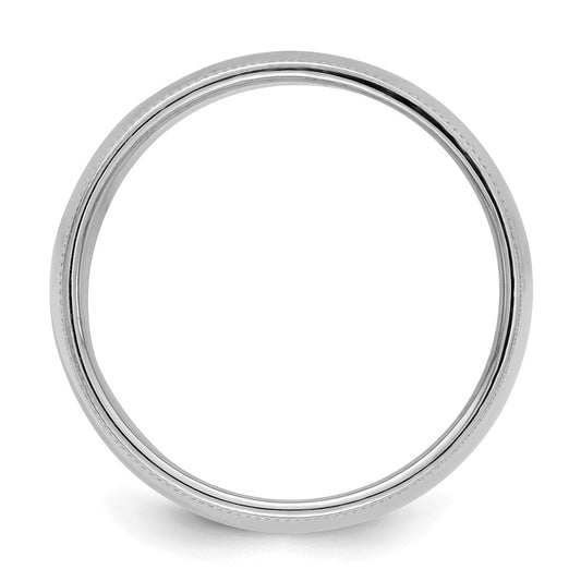 Sterling Silver Rhodium-plated 9mm Half Round Milgrain Size 6 Band