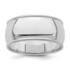 Sterling Silver Rhodium-plated 9mm Half Round Milgrain Size 7 Band