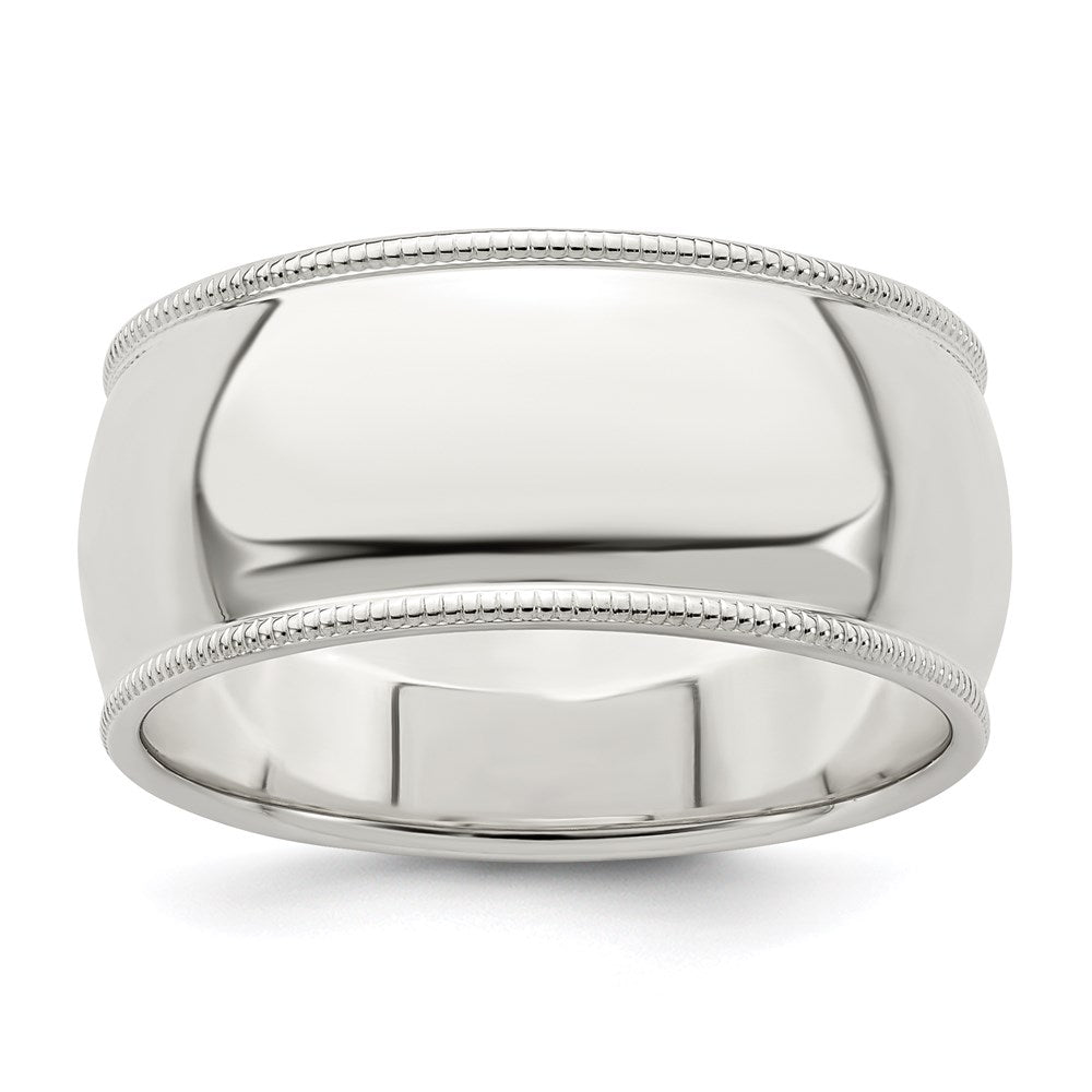 Sterling Silver 9mm Half Round Milgrain Size 10.5 Band
