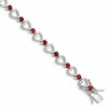 Sterling Silver Rhodium-plated Garnet Heart Bracelet