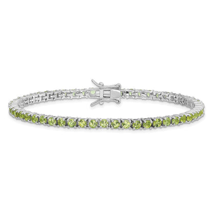 Sterling Silver Rhodium-plated Peridot Bracelet