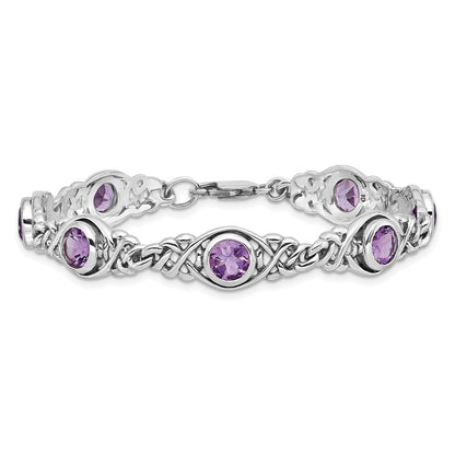 Sterling Silver Rhodium-plated Amethyst Bracelet