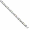 Sterling Silver Rhodium-plated White Created Opal and CZ 7.5inch Bracelet