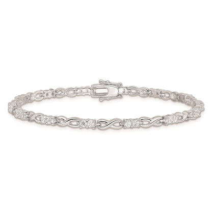 Sterling Silver Rhodium-plated CZ Infinity Bracelet