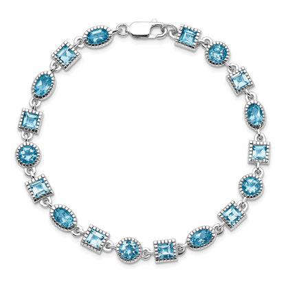 Sterling Silver Rhodium-plated Blue Topaz Bracelet