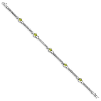 Sterling Silver Rhodium-plated Peridot Bracelet