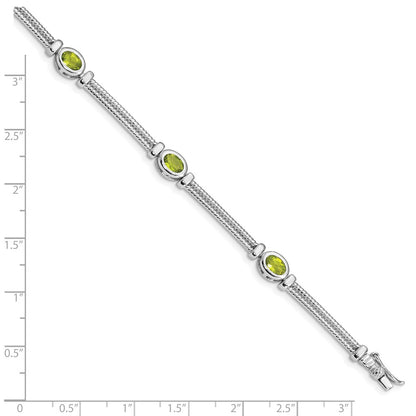 Sterling Silver Rhodium-plated Peridot Bracelet