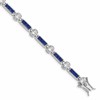Sterling Silver Rhodium-plated Blue Glass and CZ 7.5 inch Bracelet