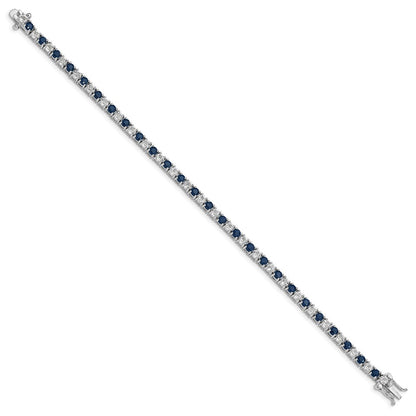 Sterling Silver Rhodium-plated Sapphire & White Topaz Tennis Bracelet