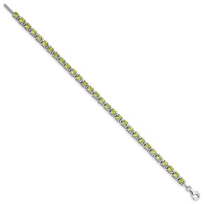 Sterling Silver Rhodium-plated Peridot and Diamond Bracelet