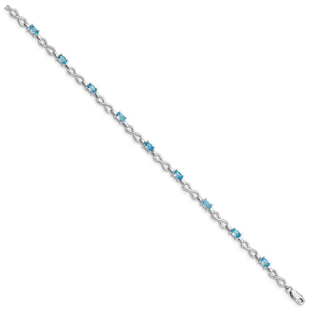 Sterling Silver Rhodium-plated Blue Topaz Bracelet
