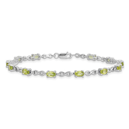 Sterling Silver Rhodium-plated Peridot Bracelet