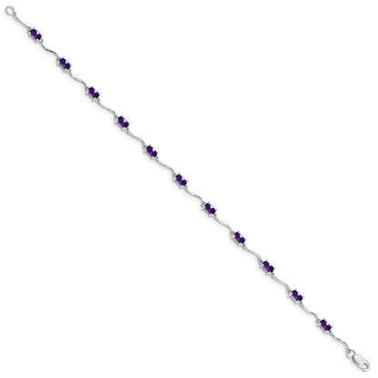 Sterling Silver Rhodium-plated Amethyst Bracelet