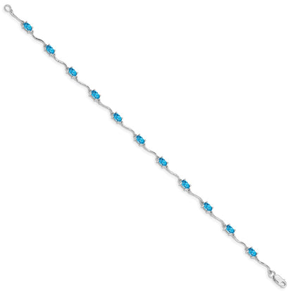 Sterling Silver Rhodium-plated Blue Topaz Bracelet