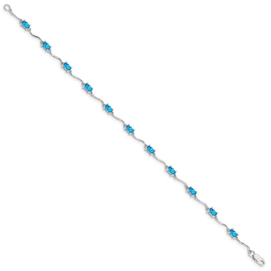 Sterling Silver Rhodium-plated Blue Topaz Bracelet