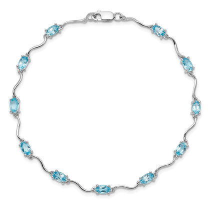 Sterling Silver Rhodium-plated Blue Topaz Bracelet