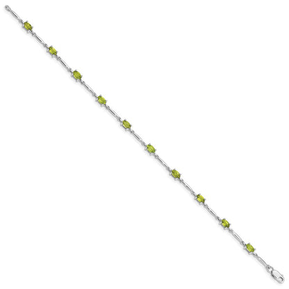 Sterling Silver Rhodium-plated Peridot Bracelet