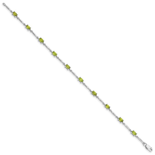 Sterling Silver Rhodium-plated Peridot Bracelet