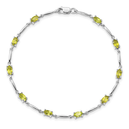 Sterling Silver Rhodium-plated Peridot Bracelet