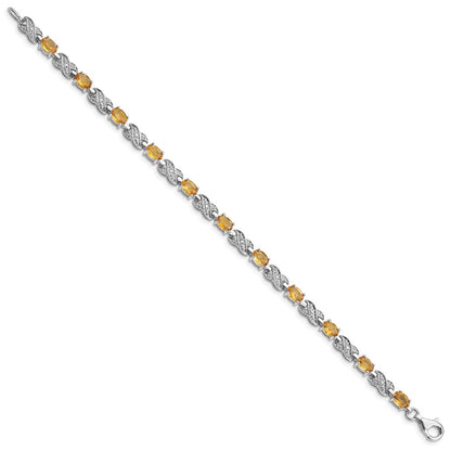Sterling Silver Rhodium-plated Citrine Bracelet