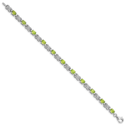 Sterling Silver Rhodium-plated Peridot Bracelet