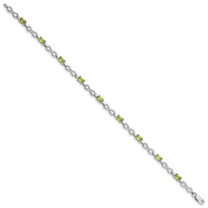 Sterling Silver Rhodium-plated Peridot Bracelet
