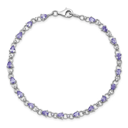 Sterling Silver Rhodium-plated Tanzanite and Diamond Bracelet