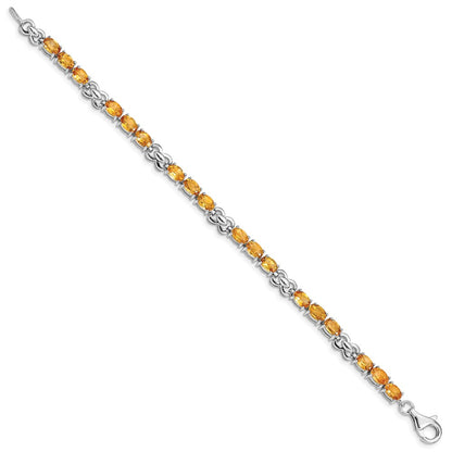Sterling Silver Rhodium-plated Citrine Bracelet