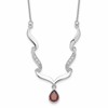 Sterling Silver Rhodium-plated w/Garnet & White Topaz w/2in. ext. Necklace