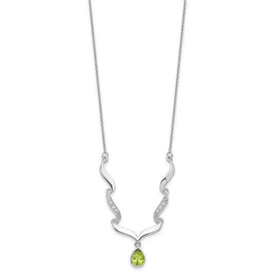 Sterling Silver RH Plated Peridot and White Topaz with 2in. Ext Necklace