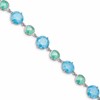 Sterling Silver Rhod-pltd Green/Blue Ice CZ 7in w/1in ext Bracelet