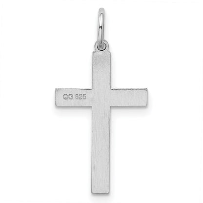 Sterling Silver Rhodium-plated Laser Cut Cross Pendant