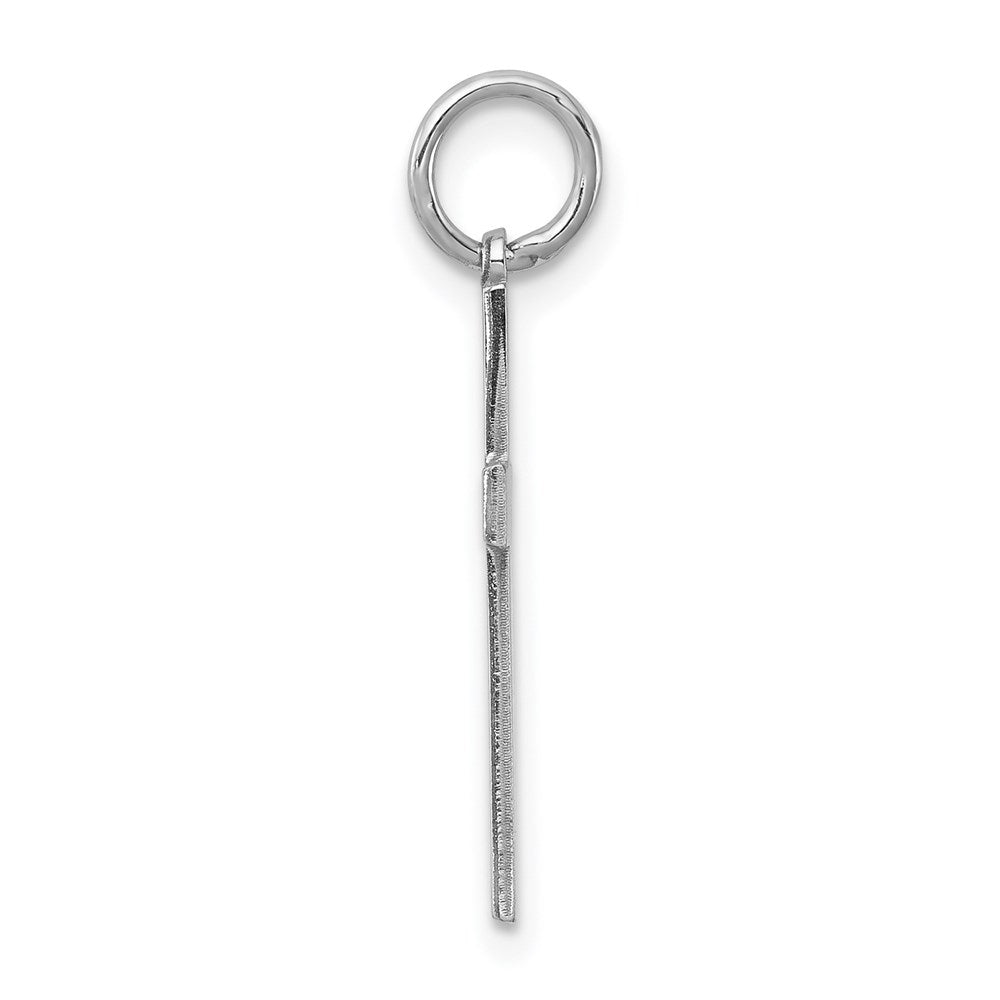 Sterling Silver Rhodium-plated Laser Designed Cross Charm