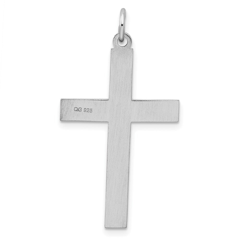 Sterling Silver Rhodium-plated Laser Designed Cross Pendant
