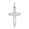 Sterling Silver Rhodium-plated Laser Cut Cross Pendant